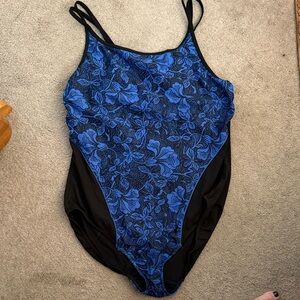 Blue Floral Women's One Piece Swimsuit